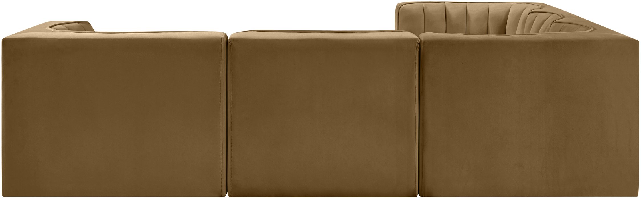 Meridian Furniture - Rummi Saddle Velvet Performance Fabric Upholstered 5pc. Sectional - 660Saddle-Sec5B - GreatFurnitureDeal