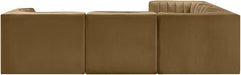 Meridian Furniture - Rummi Saddle Velvet Performance Fabric Upholstered 5pc. Sectional - 660Saddle-Sec5B - GreatFurnitureDeal