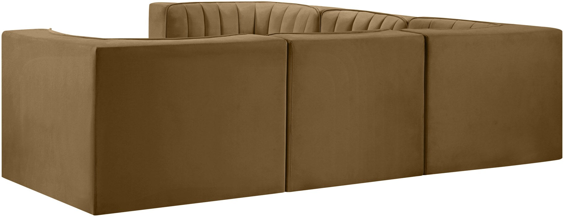 Meridian Furniture - Rummi Saddle Velvet Performance Fabric Upholstered 5pc. Sectional - 660Saddle-Sec5B - GreatFurnitureDeal