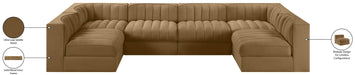 Meridian Furniture - Rummi Saddle Velvet Performance Fabric Upholstered 6pc. Sectional - 660Saddle-Sec6A - GreatFurnitureDeal