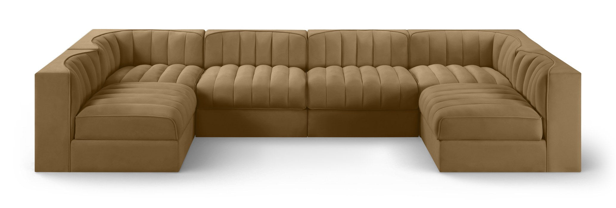 Meridian Furniture - Rummi Saddle Velvet Performance Fabric Upholstered 6pc. Sectional - 660Saddle-Sec6A - GreatFurnitureDeal