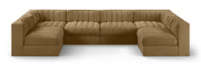 Meridian Furniture - Rummi Saddle Velvet Performance Fabric Upholstered 6pc. Sectional - 660Saddle-Sec6A - GreatFurnitureDeal