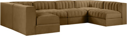 Meridian Furniture - Rummi Saddle Velvet Performance Fabric Upholstered 6pc. Sectional - 660Saddle-Sec6A - GreatFurnitureDeal