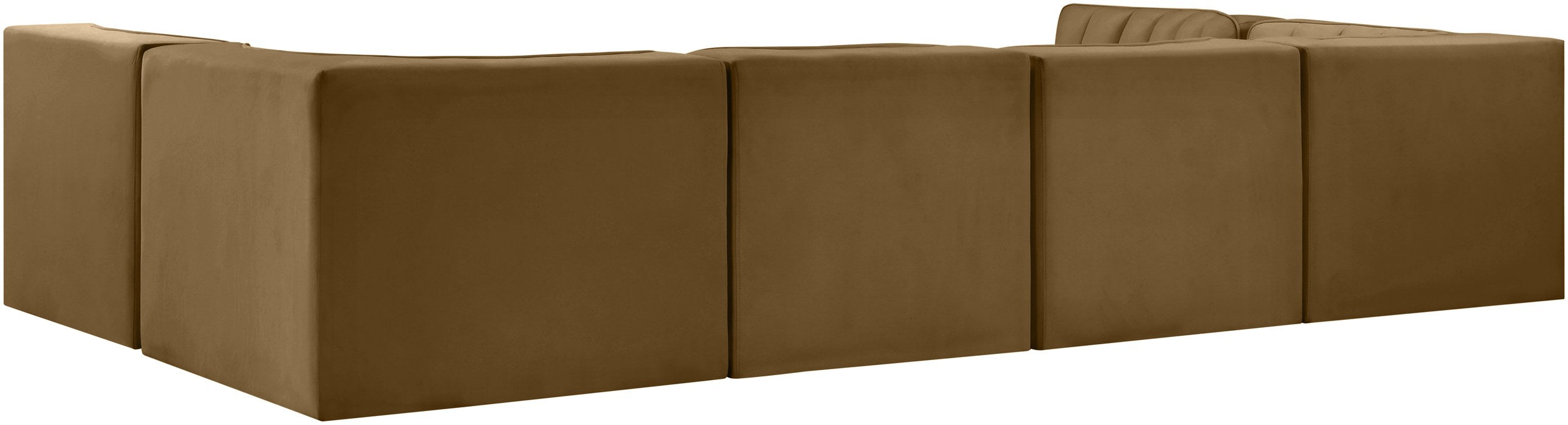 Meridian Furniture - Rummi Saddle Velvet Performance Fabric Upholstered 6pc. Sectional - 660Saddle-Sec6A - GreatFurnitureDeal