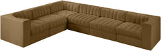 Meridian Furniture - Rummi Saddle Velvet Performance Fabric Upholstered 6pc. Sectional - 660Saddle-Sec6D - GreatFurnitureDeal