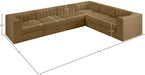 Meridian Furniture - Rummi Saddle Velvet Performance Fabric Upholstered 6pc. Sectional - 660Saddle-Sec6D - GreatFurnitureDeal