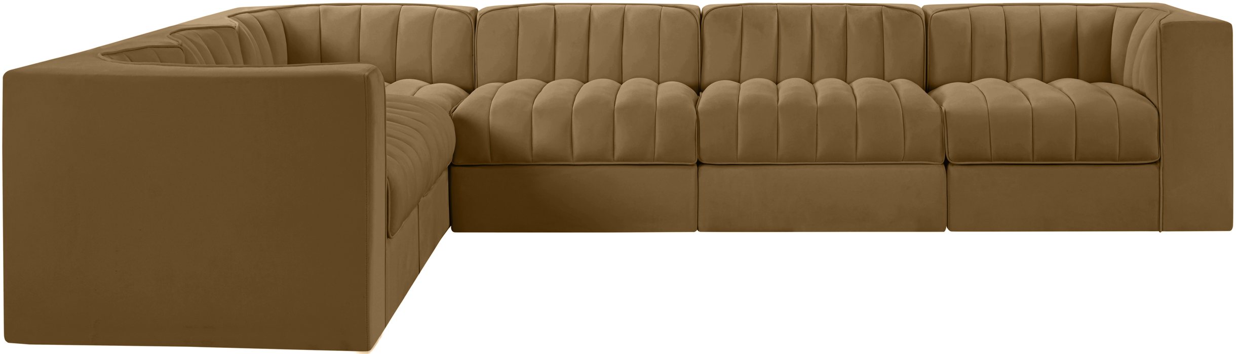 Meridian Furniture - Rummi Saddle Velvet Performance Fabric Upholstered 6pc. Sectional - 660Saddle-Sec6D - GreatFurnitureDeal
