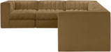 Meridian Furniture - Rummi Saddle Velvet Performance Fabric Upholstered 6pc. Sectional - 660Saddle-Sec6D - GreatFurnitureDeal
