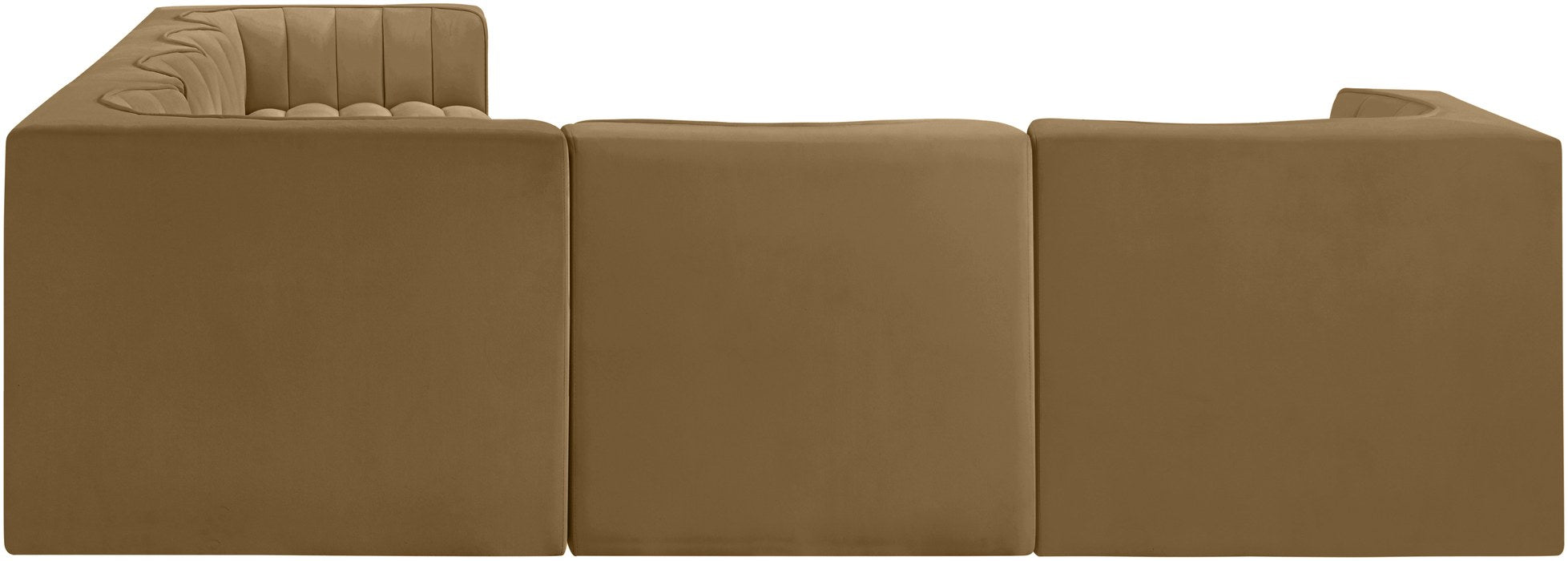 Meridian Furniture - Rummi Saddle Velvet Performance Fabric Upholstered 6pc. Sectional - 660Saddle-Sec6D - GreatFurnitureDeal