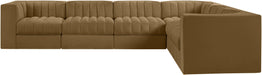 Meridian Furniture - Rummi Saddle Velvet Performance Fabric Upholstered 6pc. Sectional - 660Saddle-Sec6D - GreatFurnitureDeal