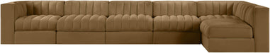 Meridian Furniture - Rummi Saddle Velvet Performance Fabric Upholstered 6pc. Sectional - 660Saddle-Sec6E - GreatFurnitureDeal