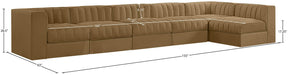 Meridian Furniture - Rummi Saddle Velvet Performance Fabric Upholstered 6pc. Sectional - 660Saddle-Sec6E - GreatFurnitureDeal