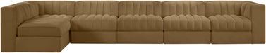 Meridian Furniture - Rummi Saddle Velvet Performance Fabric Upholstered 6pc. Sectional - 660Saddle-Sec6E - GreatFurnitureDeal