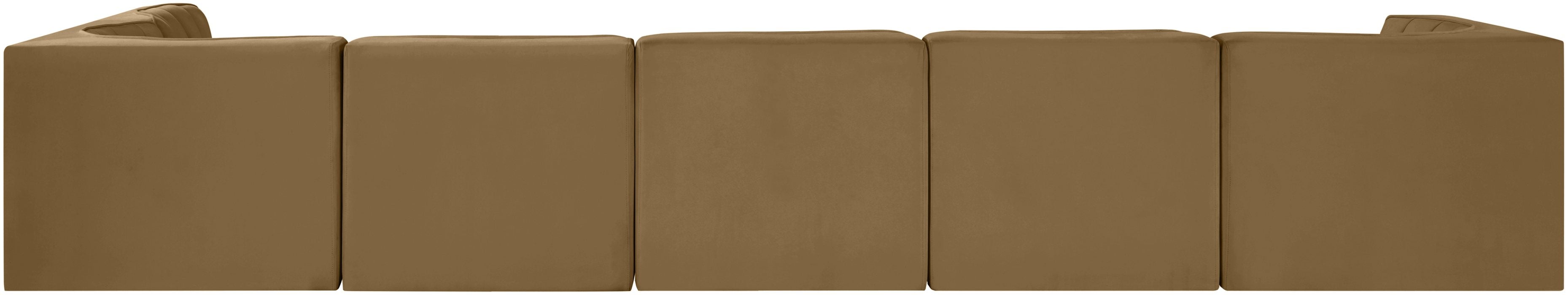 Meridian Furniture - Rummi Saddle Velvet Performance Fabric Upholstered 6pc. Sectional - 660Saddle-Sec6E - GreatFurnitureDeal
