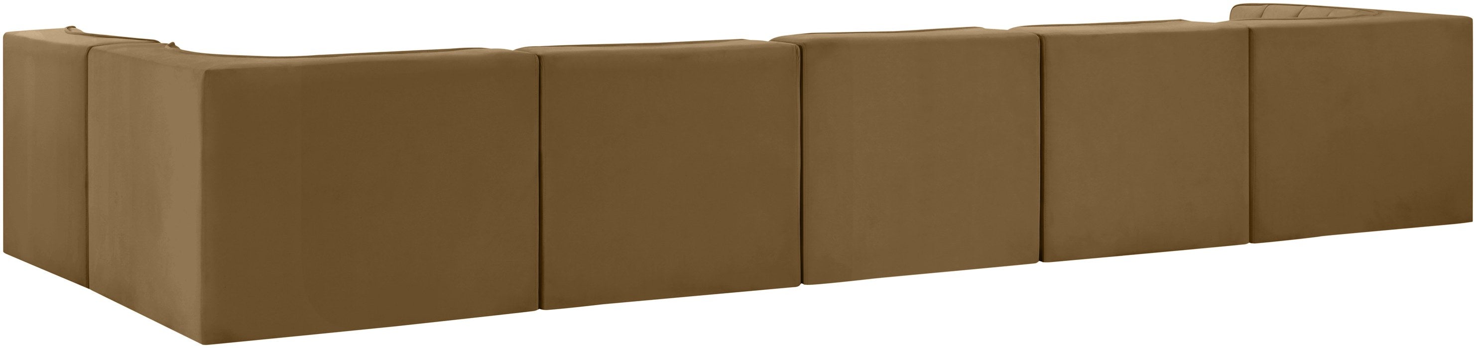 Meridian Furniture - Rummi Saddle Velvet Performance Fabric Upholstered 6pc. Sectional - 660Saddle-Sec6E - GreatFurnitureDeal