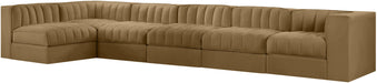 Meridian Furniture - Rummi Saddle Velvet Performance Fabric Upholstered 6pc. Sectional - 660Saddle-Sec6E - GreatFurnitureDeal