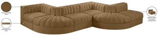 Meridian Furniture - Rummi Saddle Velvet Performance Fabric Upholstered 6pc. Sectional - 660Saddle-Sec6F - GreatFurnitureDeal