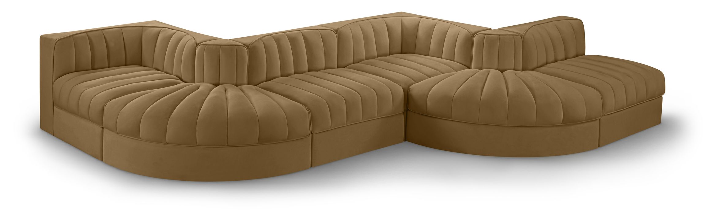 Meridian Furniture - Rummi Saddle Velvet Performance Fabric Upholstered 6pc. Sectional - 660Saddle-Sec6F - GreatFurnitureDeal