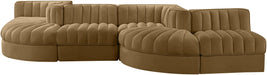 Meridian Furniture - Rummi Saddle Velvet Performance Fabric Upholstered 6pc. Sectional - 660Saddle-Sec6F - GreatFurnitureDeal