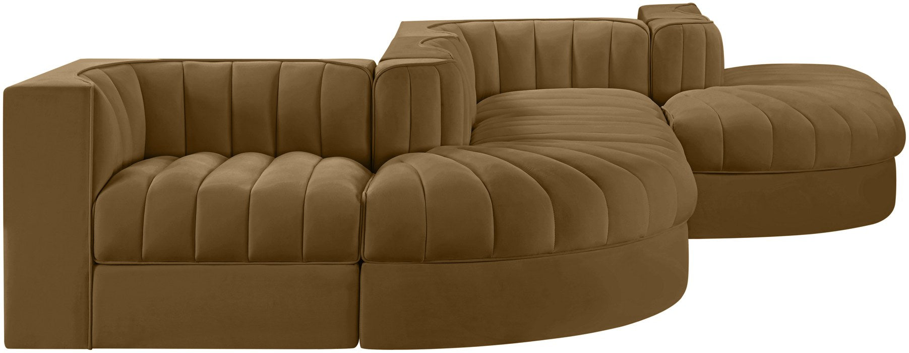 Meridian Furniture - Rummi Saddle Velvet Performance Fabric Upholstered 6pc. Sectional - 660Saddle-Sec6F - GreatFurnitureDeal