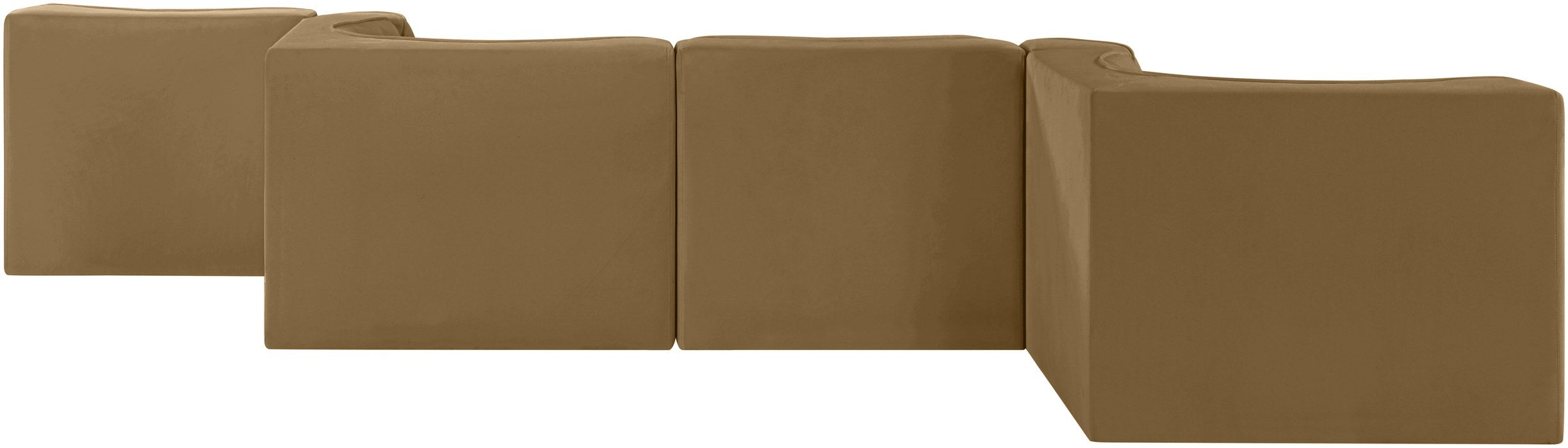 Meridian Furniture - Rummi Saddle Velvet Performance Fabric Upholstered 6pc. Sectional - 660Saddle-Sec6F - GreatFurnitureDeal