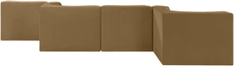 Meridian Furniture - Rummi Saddle Velvet Performance Fabric Upholstered 6pc. Sectional - 660Saddle-Sec6F - GreatFurnitureDeal