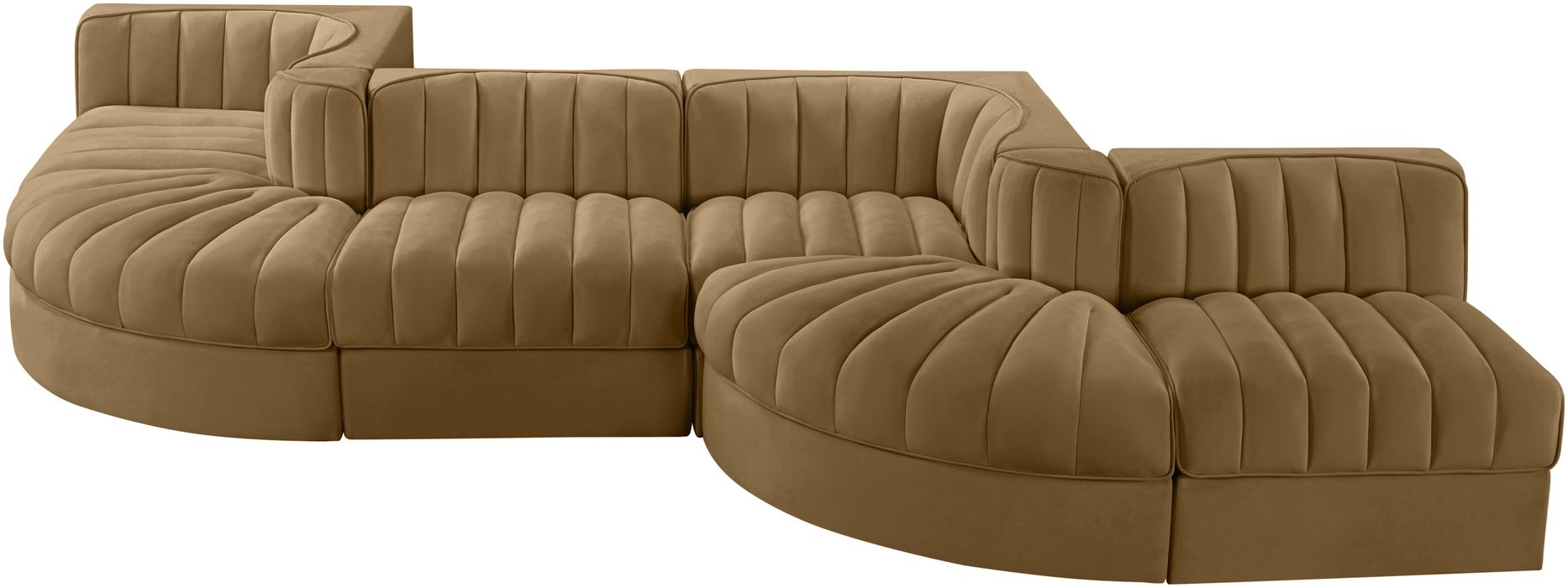 Meridian Furniture - Rummi Saddle Velvet Performance Fabric Upholstered 6pc. Sectional - 660Saddle-Sec6F - GreatFurnitureDeal