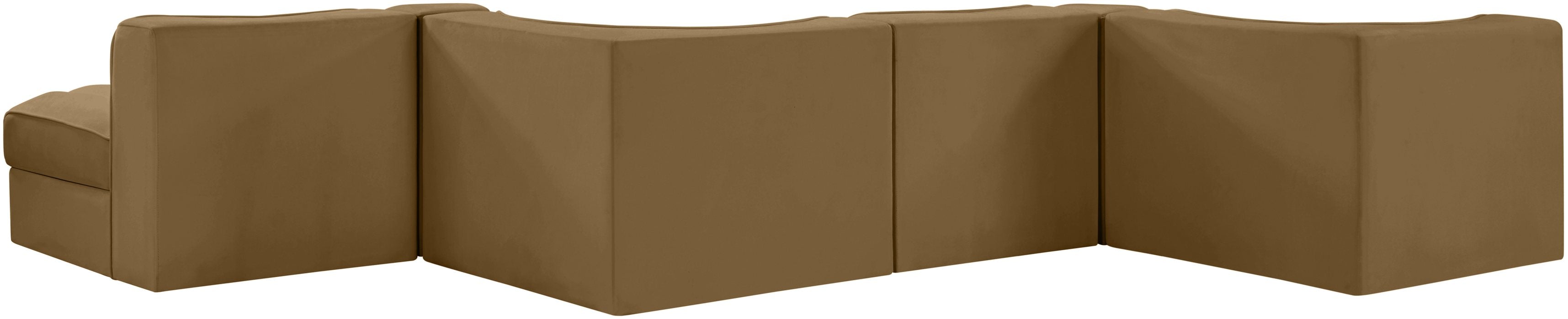 Meridian Furniture - Rummi Saddle Velvet Performance Fabric Upholstered 6pc. Sectional - 660Saddle-Sec6F - GreatFurnitureDeal