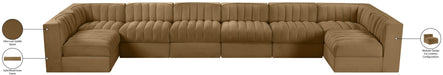 Meridian Furniture - Rummi Saddle Velvet Performance Fabric Upholstered 8pc. Sectional - 660Saddle-Sec8A - GreatFurnitureDeal