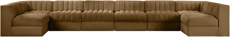 Meridian Furniture - Rummi Saddle Velvet Performance Fabric Upholstered 8pc. Sectional - 660Saddle-Sec8A - GreatFurnitureDeal