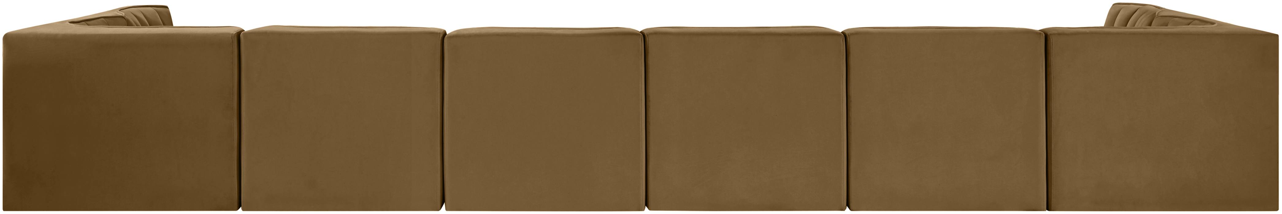 Meridian Furniture - Rummi Saddle Velvet Performance Fabric Upholstered 8pc. Sectional - 660Saddle-Sec8A - GreatFurnitureDeal
