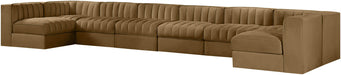 Meridian Furniture - Rummi Saddle Velvet Performance Fabric Upholstered 8pc. Sectional - 660Saddle-Sec8A - GreatFurnitureDeal