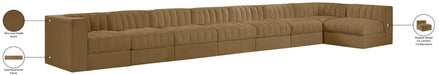 Meridian Furniture - Rummi Saddle Velvet Performance Fabric Upholstered 8pc. Sectional - 660Saddle-Sec8D - GreatFurnitureDeal