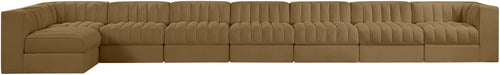 Meridian Furniture - Rummi Saddle Velvet Performance Fabric Upholstered 8pc. Sectional - 660Saddle-Sec8D - GreatFurnitureDeal