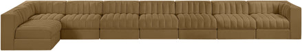 Meridian Furniture - Rummi Saddle Velvet Performance Fabric Upholstered 8pc. Sectional - 660Saddle-Sec8D - GreatFurnitureDeal
