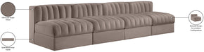 Meridian Furniture - Rummi Taupe Velvet Performance Fabric Upholstered 4pc. Sofa - 660Taupe-S116 - GreatFurnitureDeal
