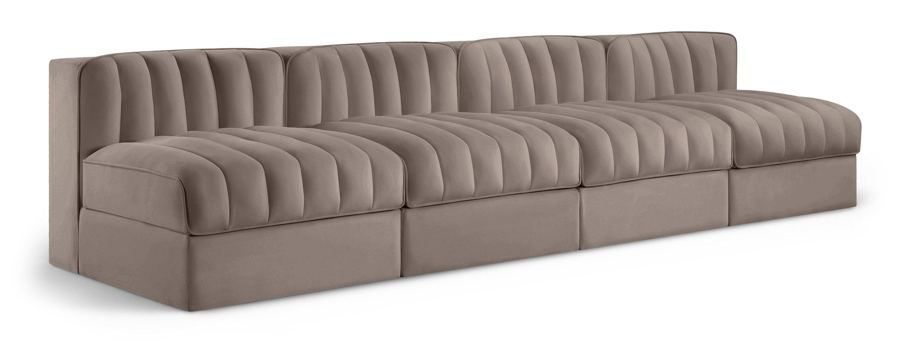 Meridian Furniture - Rummi Taupe Velvet Performance Fabric Upholstered 4pc. Sofa - 660Taupe-S116 - GreatFurnitureDeal