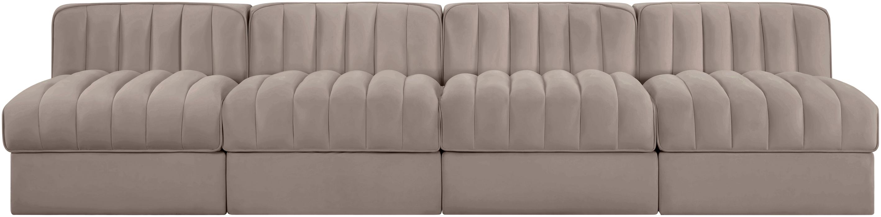 Meridian Furniture - Rummi Taupe Velvet Performance Fabric Upholstered 4pc. Sofa - 660Taupe-S116 - GreatFurnitureDeal