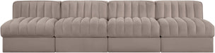 Meridian Furniture - Rummi Taupe Velvet Performance Fabric Upholstered 4pc. Sofa - 660Taupe-S116 - GreatFurnitureDeal