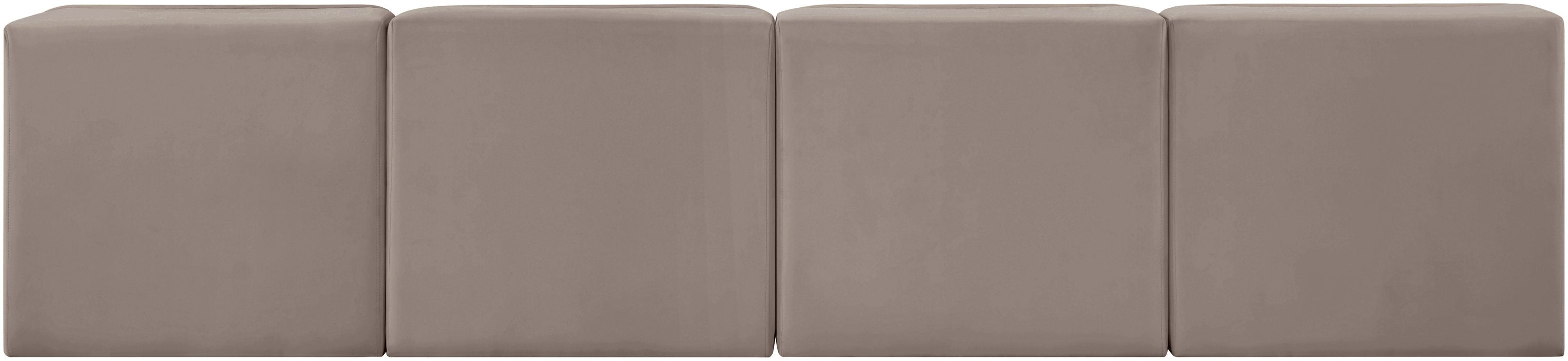 Meridian Furniture - Rummi Taupe Velvet Performance Fabric Upholstered 4pc. Sofa - 660Taupe-S116 - GreatFurnitureDeal