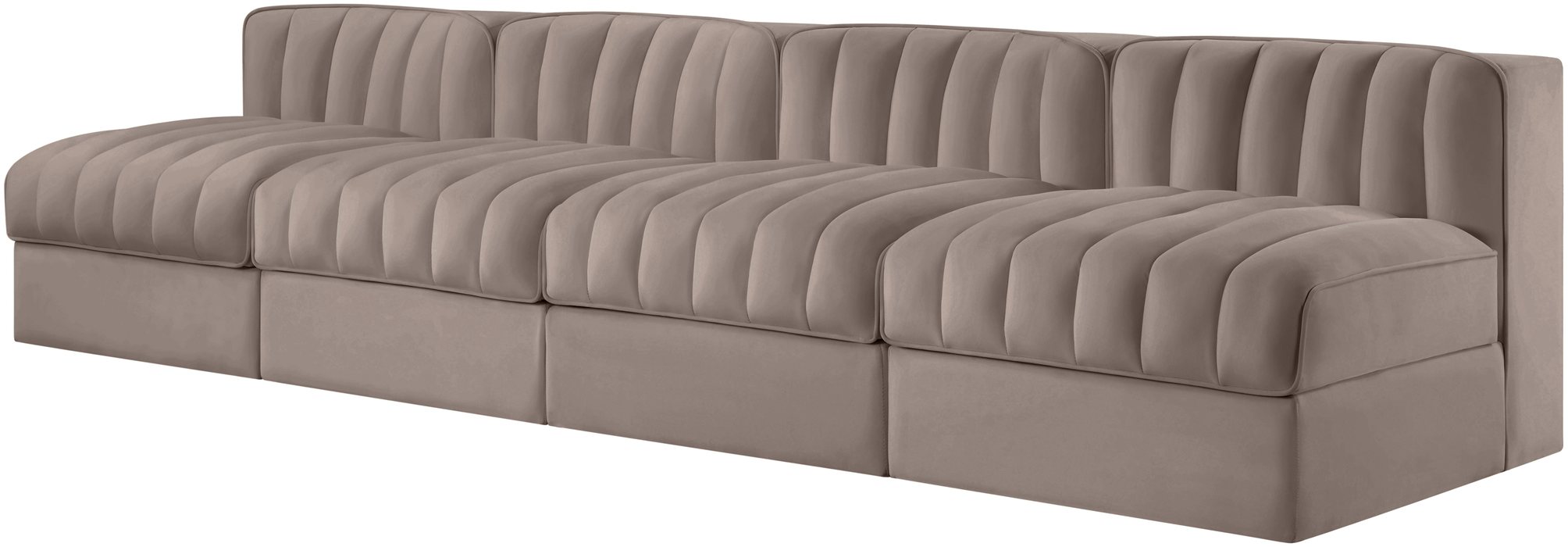 Meridian Furniture - Rummi Taupe Velvet Performance Fabric Upholstered 4pc. Sofa - 660Taupe-S116 - GreatFurnitureDeal