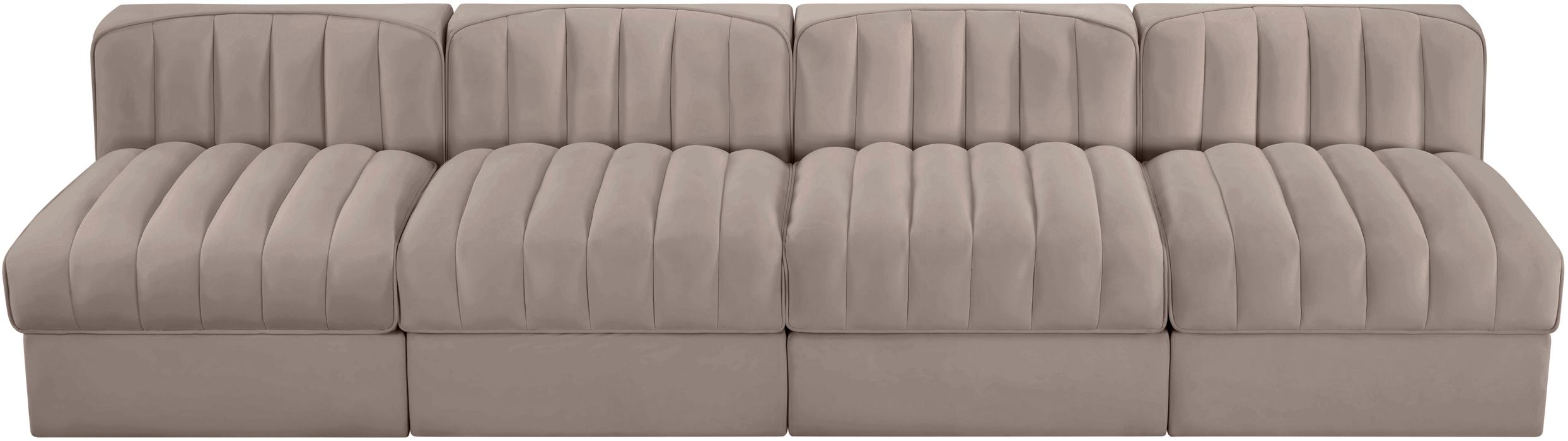 Meridian Furniture - Rummi Taupe Velvet Performance Fabric Upholstered 4pc. Sofa - 660Taupe-S116 - GreatFurnitureDeal