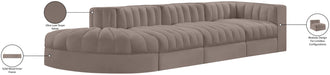 Meridian Furniture - Rummi Taupe Velvet Performance Fabric Upholstered 4pc. Sectional - 660Taupe-Sec4D - GreatFurnitureDeal