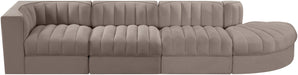 Meridian Furniture - Rummi Taupe Velvet Performance Fabric Upholstered 4pc. Sectional - 660Taupe-Sec4D - GreatFurnitureDeal