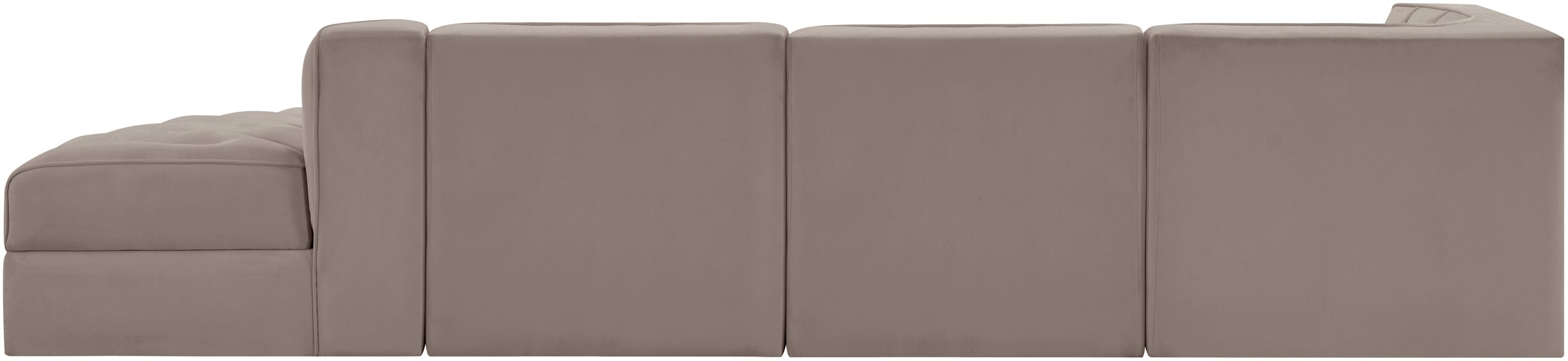 Meridian Furniture - Rummi Taupe Velvet Performance Fabric Upholstered 4pc. Sectional - 660Taupe-Sec4D - GreatFurnitureDeal