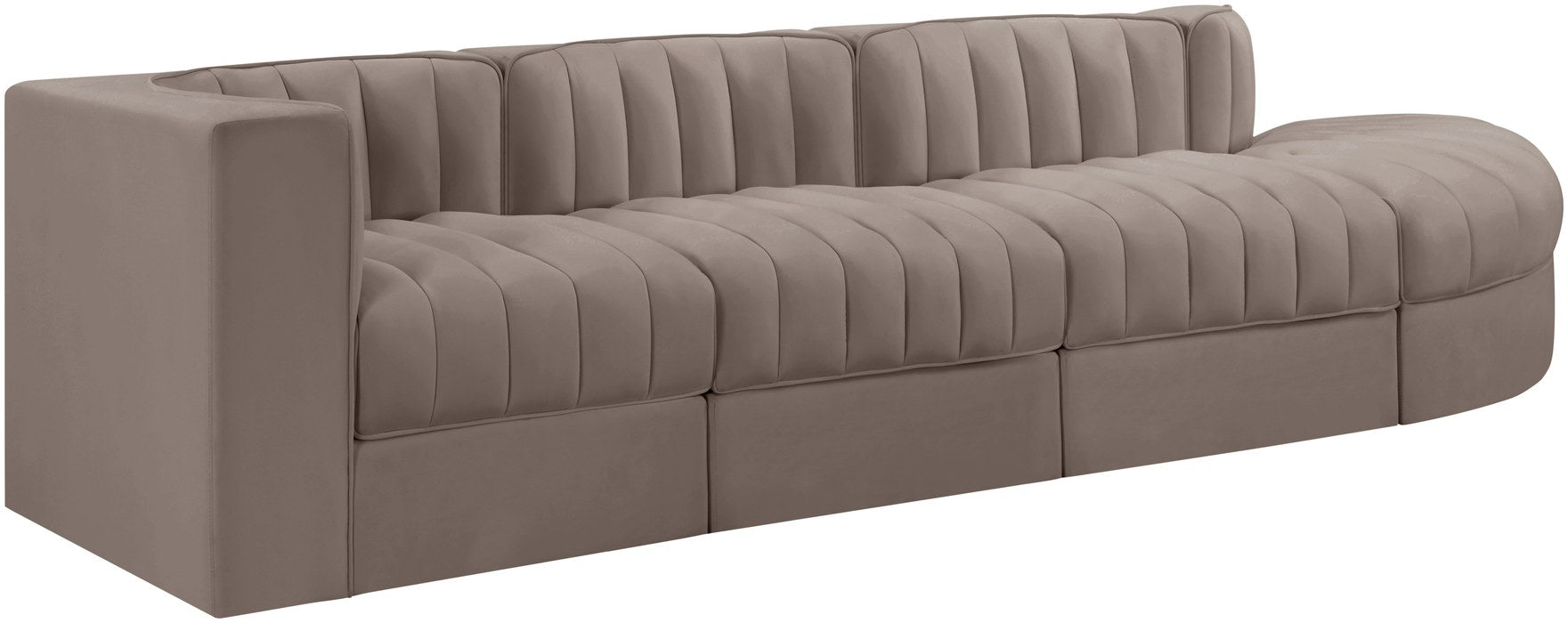 Meridian Furniture - Rummi Taupe Velvet Performance Fabric Upholstered 4pc. Sectional - 660Taupe-Sec4D - GreatFurnitureDeal