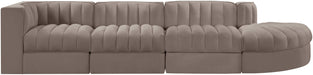 Meridian Furniture - Rummi Taupe Velvet Performance Fabric Upholstered 4pc. Sectional - 660Taupe-Sec4D - GreatFurnitureDeal