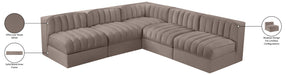 Meridian Furniture - Rummi Taupe Velvet Performance Fabric Upholstered 5pc. Sectional - 660Taupe-Sec5A - GreatFurnitureDeal