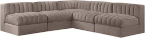 Meridian Furniture - Rummi Taupe Velvet Performance Fabric Upholstered 5pc. Sectional - 660Taupe-Sec5A - GreatFurnitureDeal