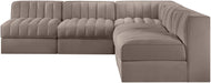 Meridian Furniture - Rummi Taupe Velvet Performance Fabric Upholstered 5pc. Sectional - 660Taupe-Sec5A - GreatFurnitureDeal